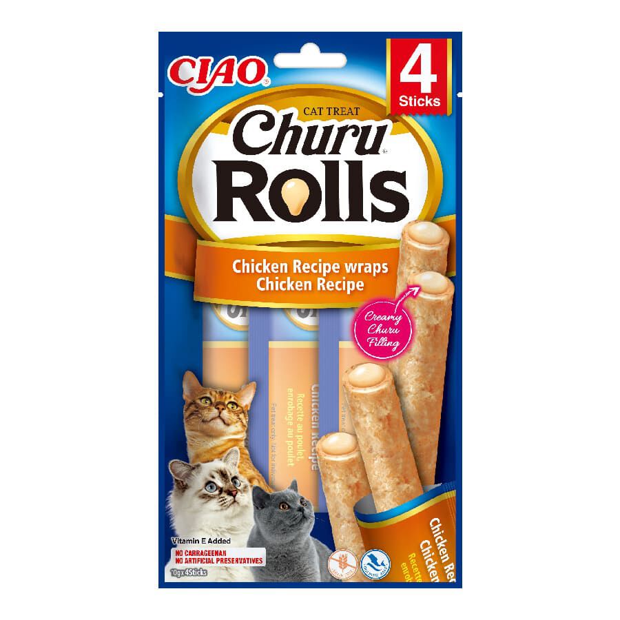 4 sobres x 10 g Churu Sticks Rolls de Pollo para gatos, , large Imagen numero 1
